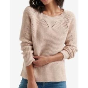 Lucky Brand Crew Neck Pointelle Sweater - Pink M